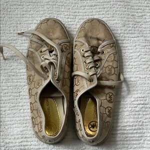 Michael Kors Tan and Gold Sneakers